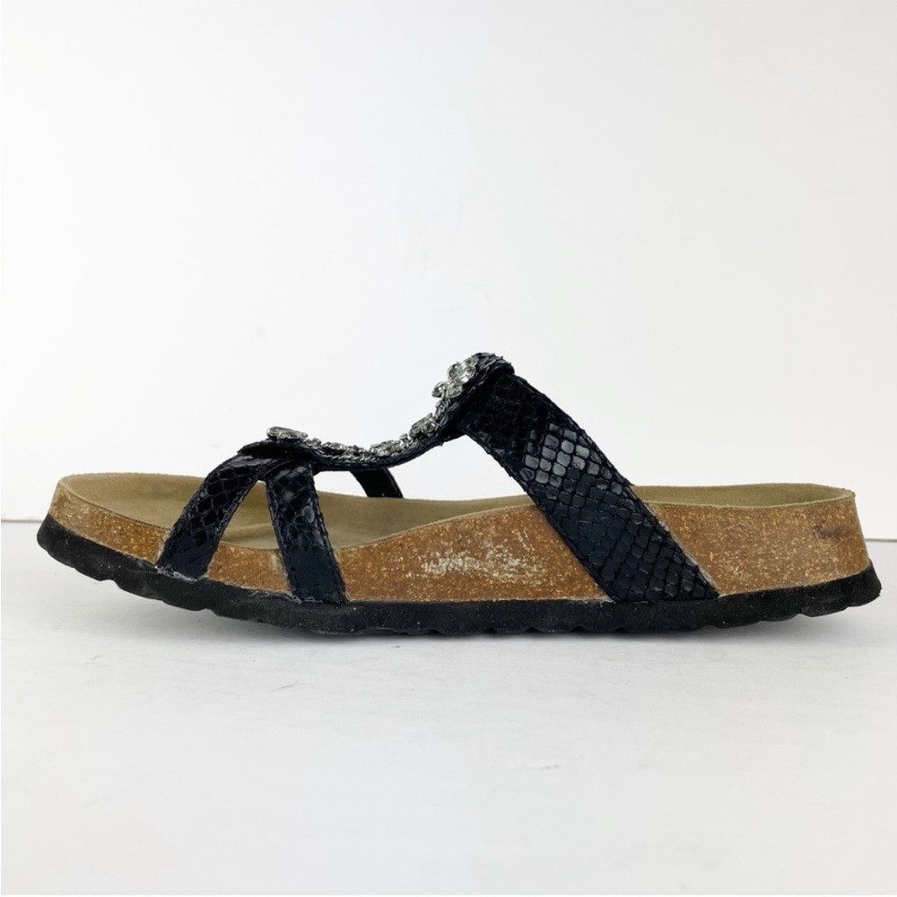 Birkenstock Betula Tango Black Snake Print Crystal Open Back Sandals - Picture 6 of 12